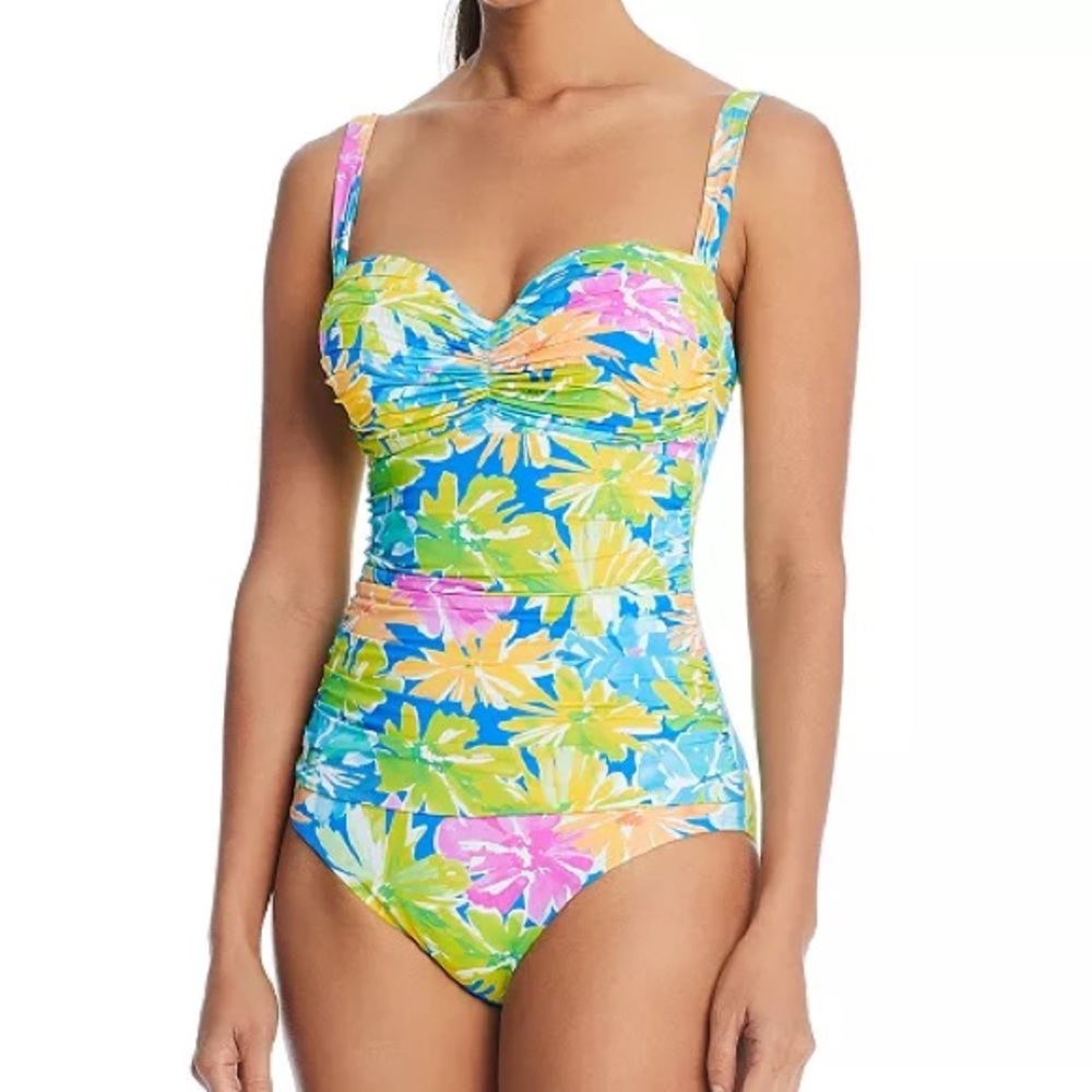 Bleu Rod Beattie Floral, shirred one-piece swimsuit size 6